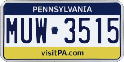 PA license plate MUW3515