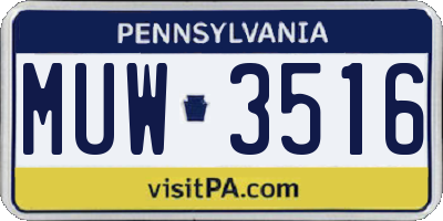 PA license plate MUW3516