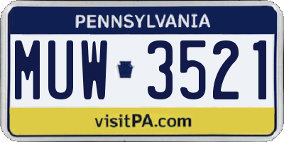 PA license plate MUW3521