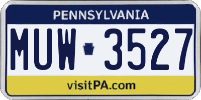 PA license plate MUW3527