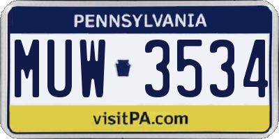 PA license plate MUW3534