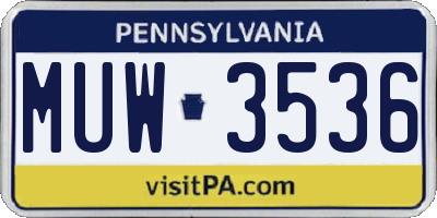 PA license plate MUW3536