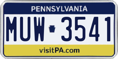 PA license plate MUW3541