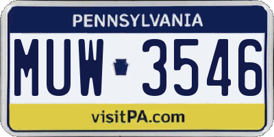 PA license plate MUW3546
