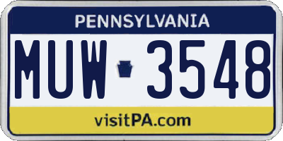 PA license plate MUW3548