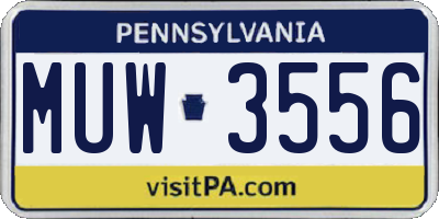 PA license plate MUW3556