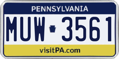 PA license plate MUW3561