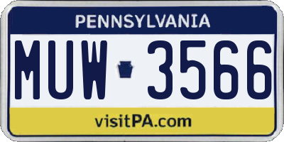 PA license plate MUW3566