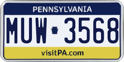 PA license plate MUW3568