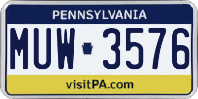 PA license plate MUW3576
