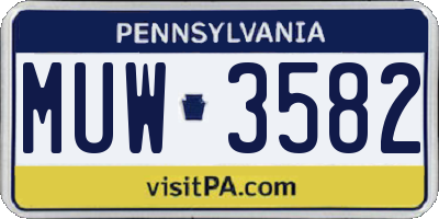 PA license plate MUW3582