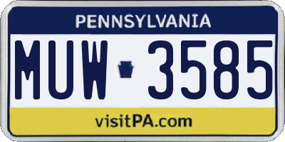 PA license plate MUW3585