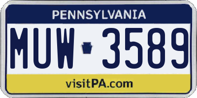 PA license plate MUW3589