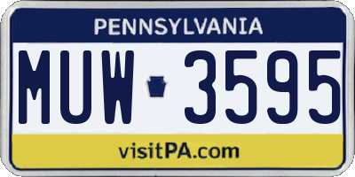PA license plate MUW3595