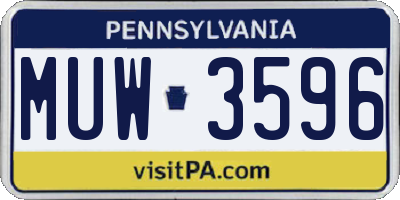 PA license plate MUW3596