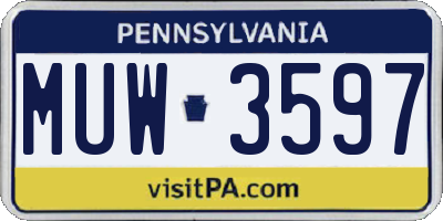 PA license plate MUW3597