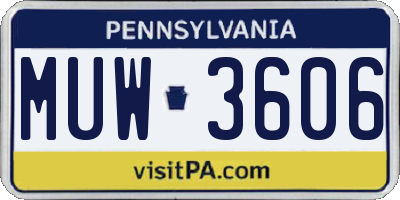 PA license plate MUW3606