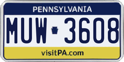 PA license plate MUW3608