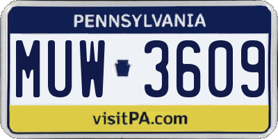 PA license plate MUW3609