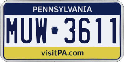PA license plate MUW3611