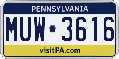 PA license plate MUW3616