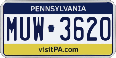 PA license plate MUW3620