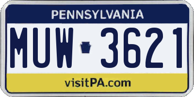 PA license plate MUW3621
