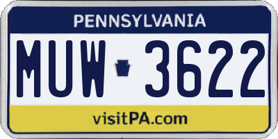 PA license plate MUW3622