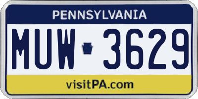 PA license plate MUW3629