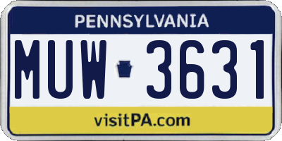 PA license plate MUW3631