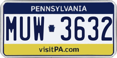 PA license plate MUW3632