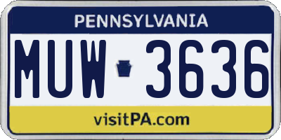 PA license plate MUW3636