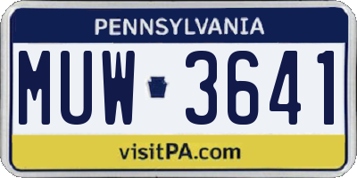 PA license plate MUW3641