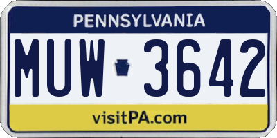 PA license plate MUW3642