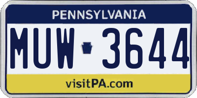 PA license plate MUW3644