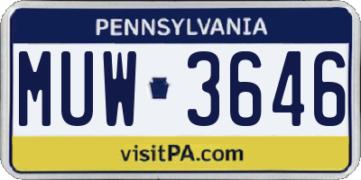 PA license plate MUW3646