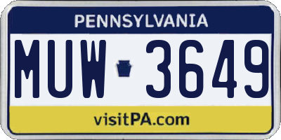 PA license plate MUW3649