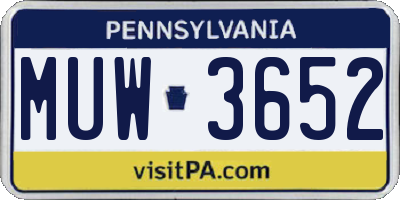 PA license plate MUW3652