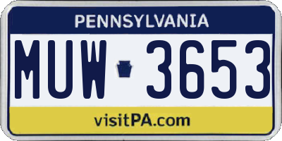 PA license plate MUW3653