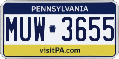 PA license plate MUW3655