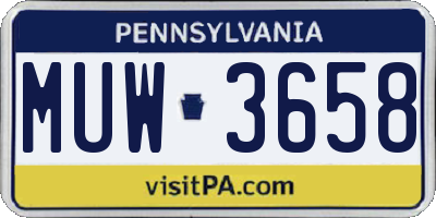 PA license plate MUW3658