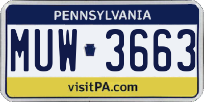 PA license plate MUW3663