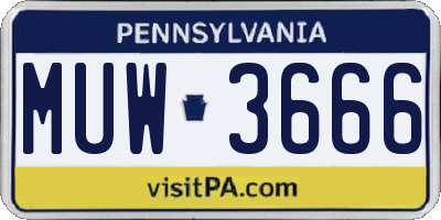 PA license plate MUW3666