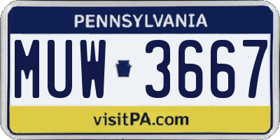 PA license plate MUW3667