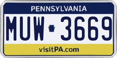 PA license plate MUW3669