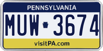 PA license plate MUW3674