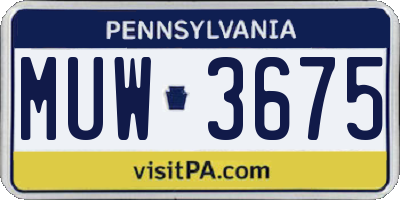 PA license plate MUW3675