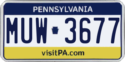 PA license plate MUW3677