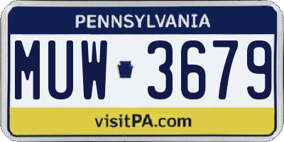 PA license plate MUW3679
