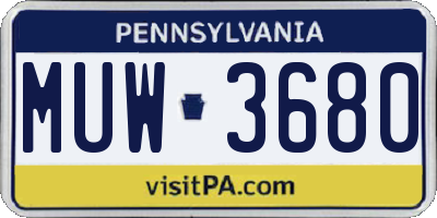 PA license plate MUW3680